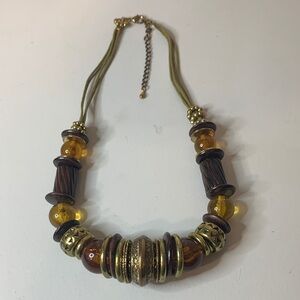 Elegant Gold and Brown Beaded Necklace